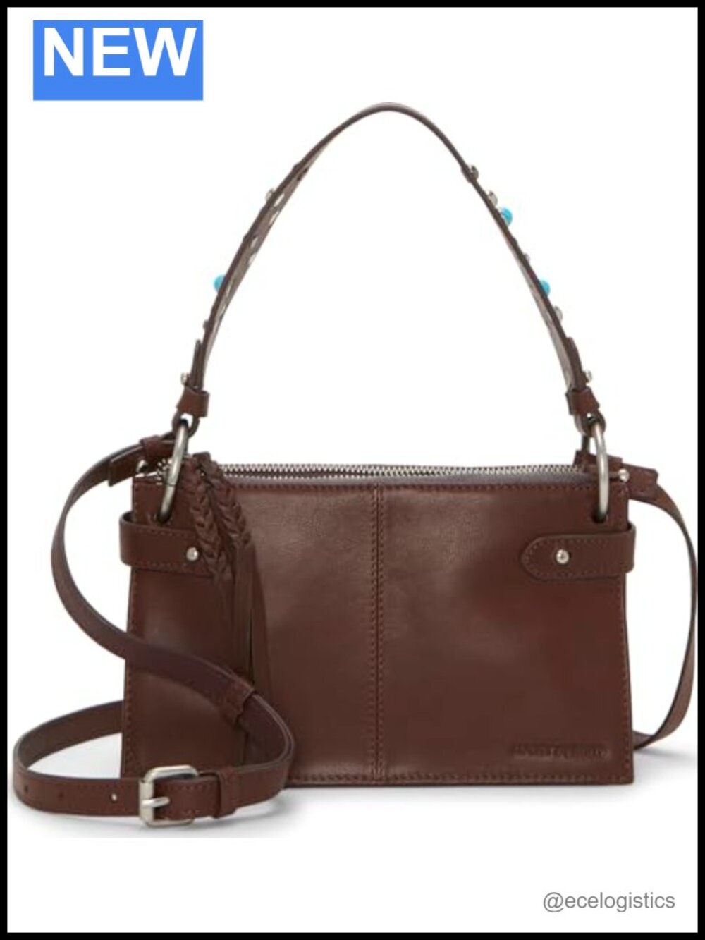 Leather Bejeweled Crossbody Satchel Purse Shoulder Bag Handbag